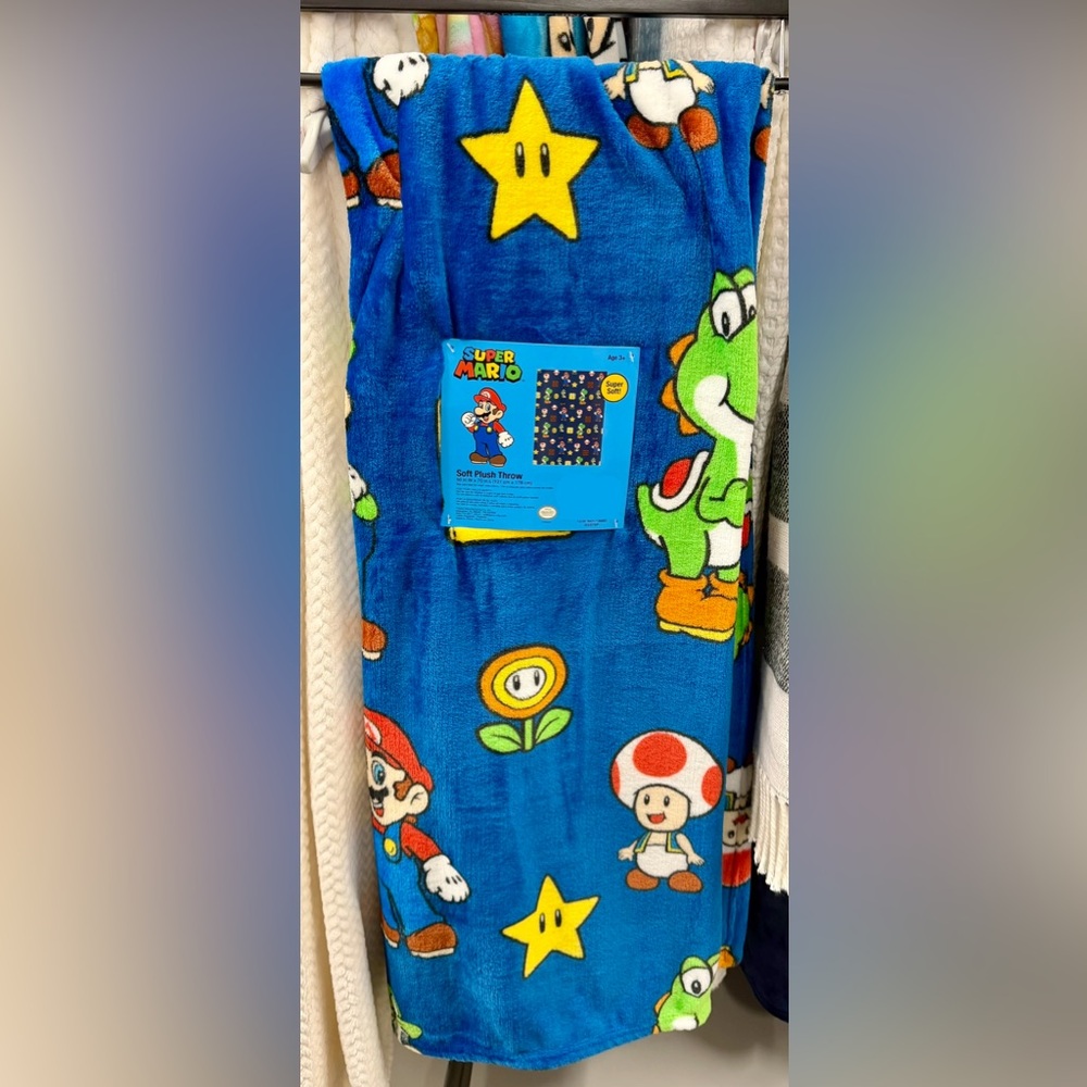 New release super mario brothers Nintendo plush blanket throw